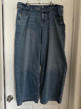 wild fable Faded Blue Wide-Leg Tie-Waist Jeans